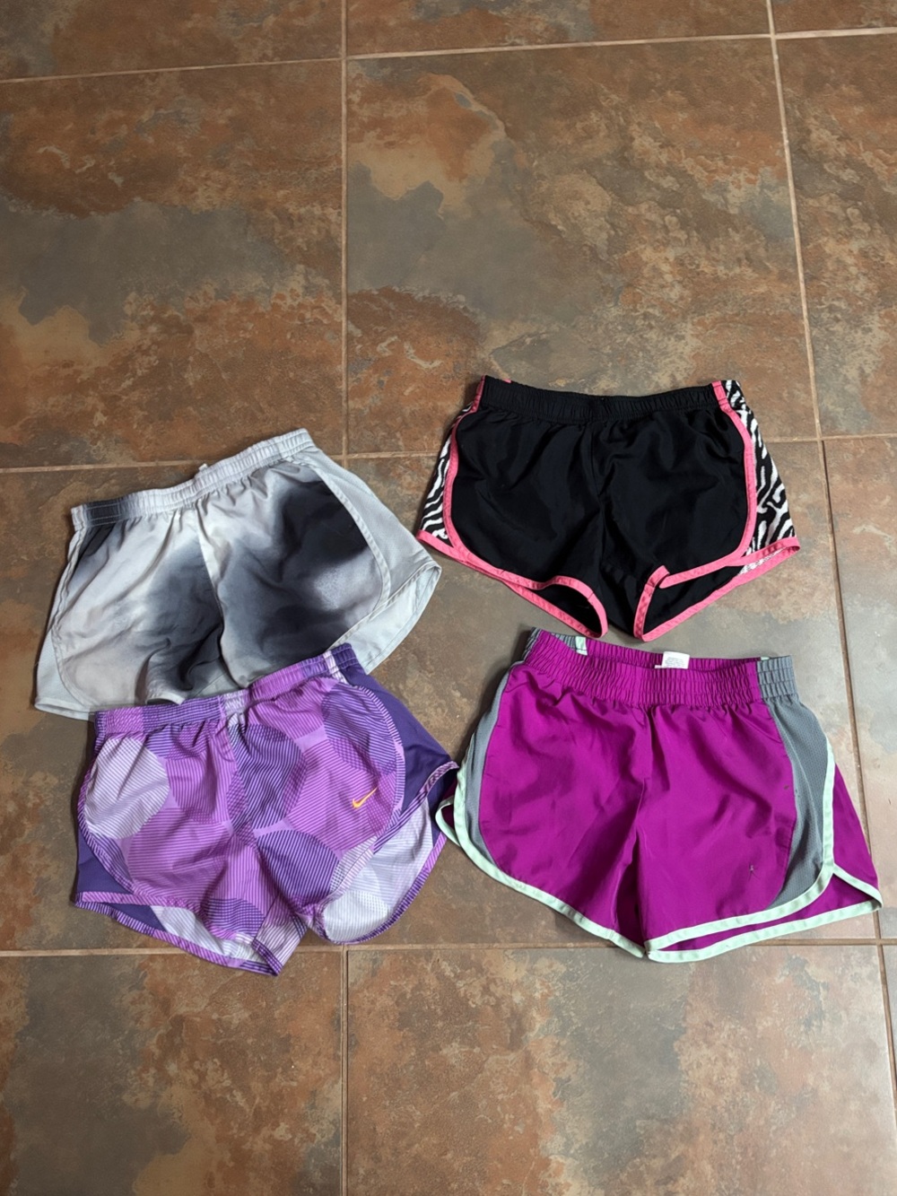 Danskin Girls' Athletic Shorts Pack in Black, Purple, Pink, Gray